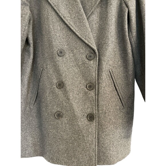 Old Navy PeaCoat Womens Lg Gray Double Breast Wool Blend Front Pockets Preowned - Picture 2 of 12
